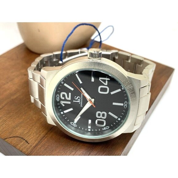 Joshua & Sons Men's Watch JS82SSB Quartz Black Dial Silver Stainless Ste… - Picture 9 of 15